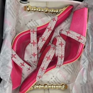 Cape Robbin Strappy Heels with Rhinestones Pink Size 11